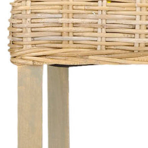 Safavieh Cypress Bar Stool - Island-Inspired Woven Rattan Seat With Solid Mango Wood For Timeless Charm Antique Grey FOX6502B