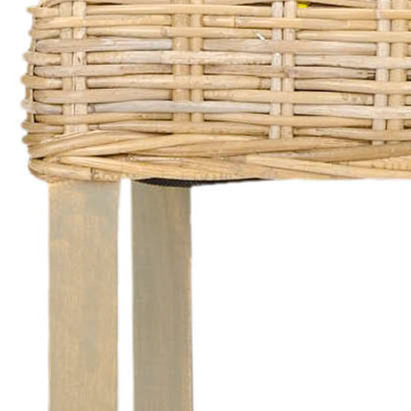 Safavieh Cypress Bar Stool - Island-Inspired Woven Rattan Seat With Solid Mango Wood For Timeless Charm Antique Grey FOX6502B