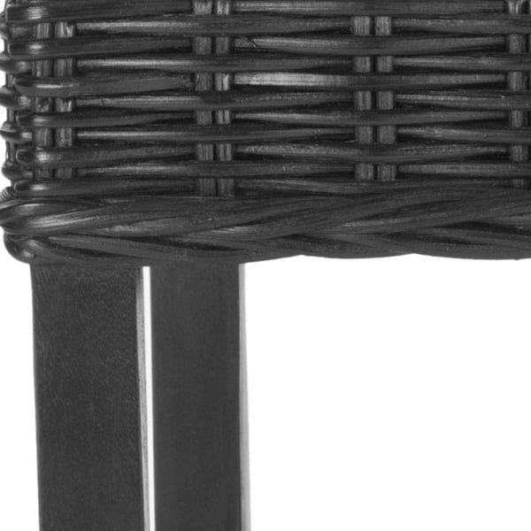 Safavieh Cypress Bar Stool - Island-Inspired Woven Rattan Seat With Solid Mango Wood For Timeless Charm Black FOX6502C