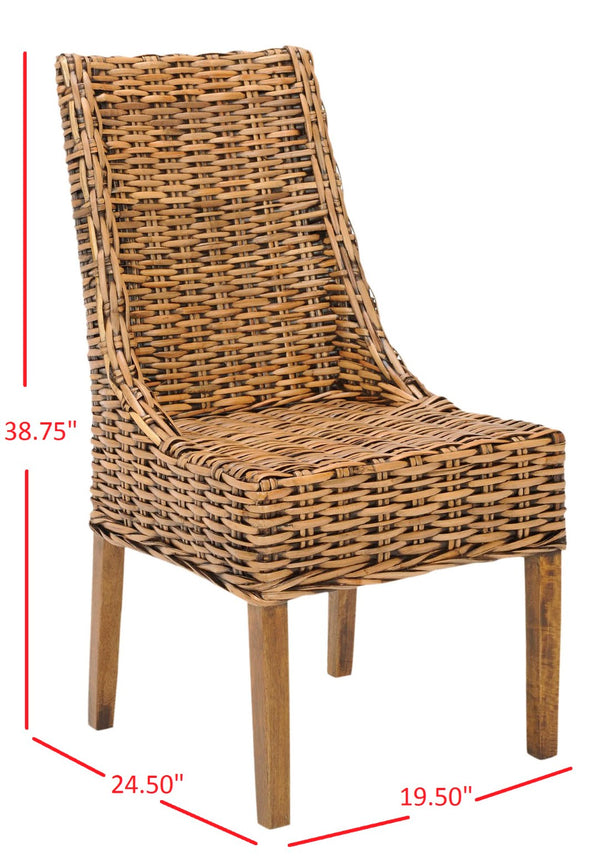 Safavieh SUNCOAST Arm Chair - Coastal Charm with Contoured Design, Durable Mango Wood & Rattan Weave, Set of 2 Brown / Teak Brown FOX6503A-SET2