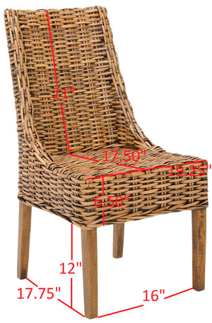 Safavieh SUNCOAST Arm Chair - Coastal Charm with Contoured Design, Durable Mango Wood & Rattan Weave, Set of 2 Brown / Teak Brown FOX6503A-SET2