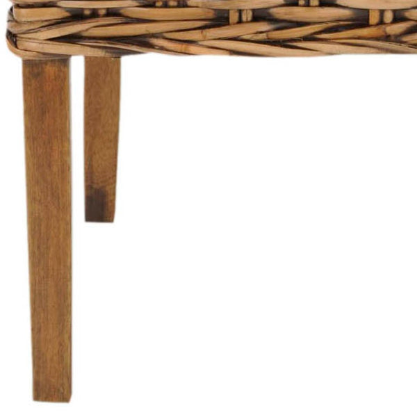 Safavieh SUNCOAST Arm Chair - Coastal Charm with Contoured Design, Durable Mango Wood & Rattan Weave, Set of 2 Brown / Teak Brown FOX6503A-SET2