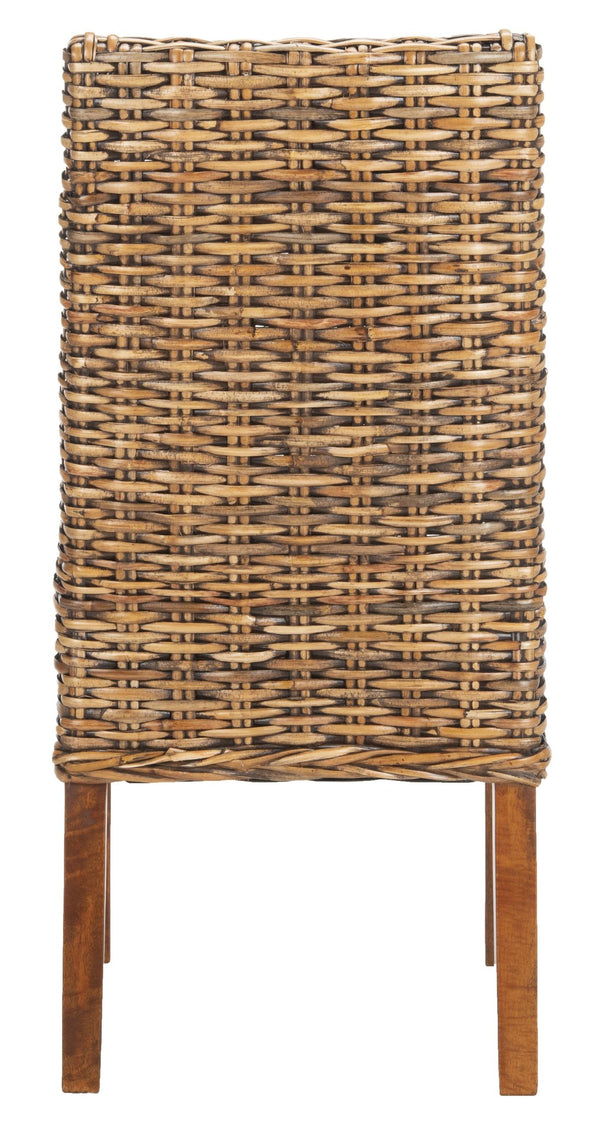 Safavieh SUNCOAST Arm Chair - Coastal Charm with Contoured Design, Durable Mango Wood & Rattan Weave, Set of 2 Brown / Teak Brown FOX6503A-SET2