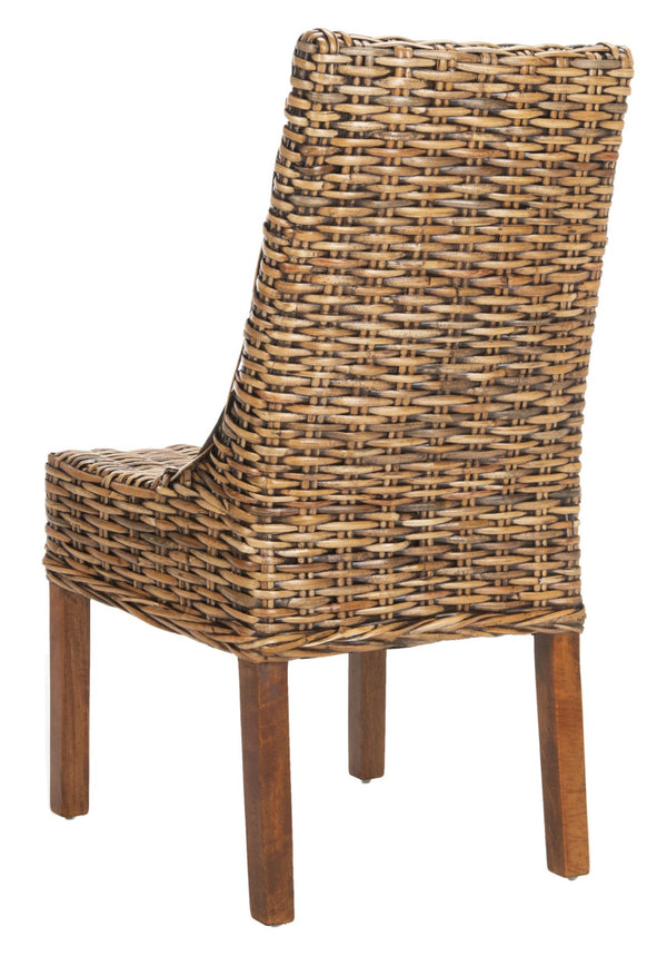Safavieh SUNCOAST Arm Chair - Coastal Charm with Contoured Design, Durable Mango Wood & Rattan Weave, Set of 2 Brown / Teak Brown FOX6503A-SET2