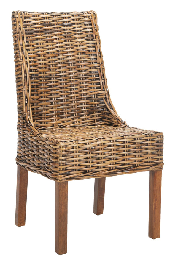 Safavieh SUNCOAST Arm Chair - Coastal Charm with Contoured Design, Durable Mango Wood & Rattan Weave, Set of 2 Brown / Teak Brown FOX6503A-SET2