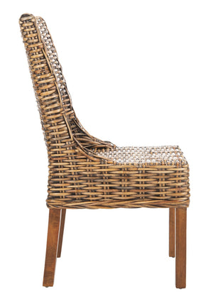 Safavieh SUNCOAST Arm Chair - Coastal Charm with Contoured Design, Durable Mango Wood & Rattan Weave, Set of 2 Brown / Teak Brown FOX6503A-SET2