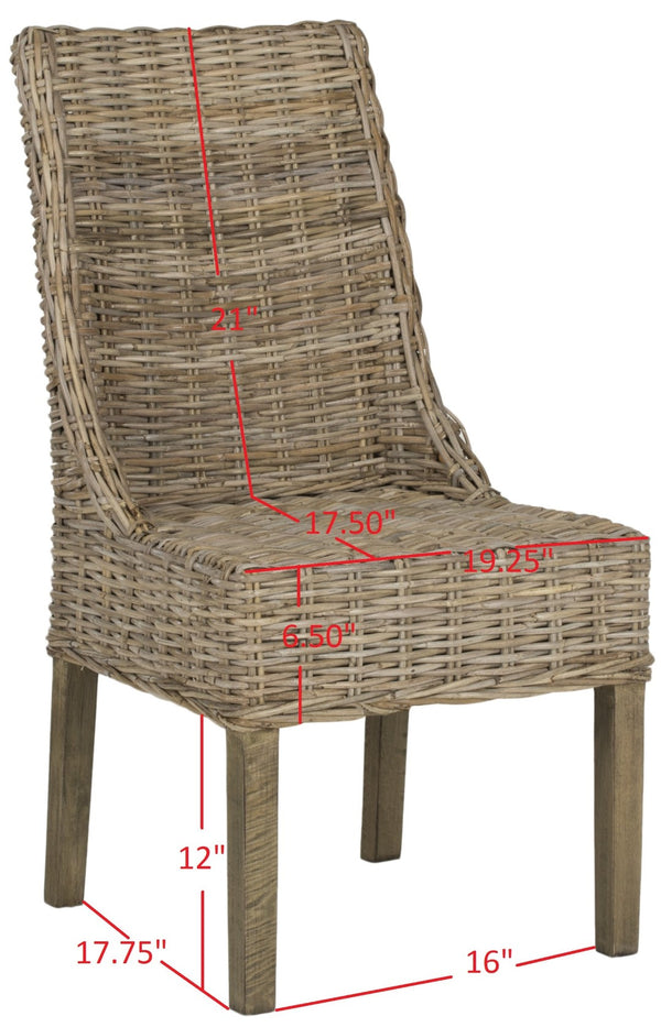Safavieh SUNCOAST Arm Chair - Coastal Charm with Contoured Design, Durable Mango Wood & Rattan Weave, Set of 2 Natural Unfinished / Rustic Gr FOX6503B-SET2