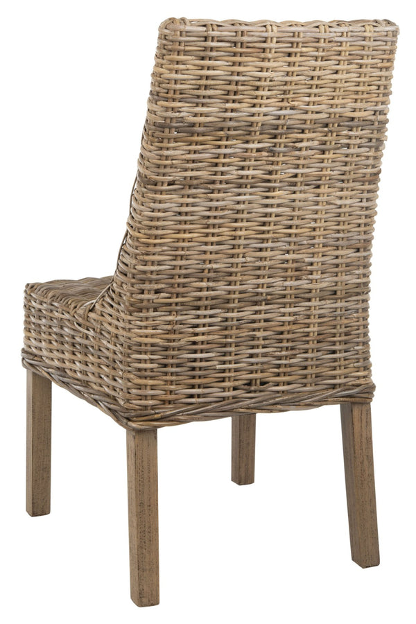 Safavieh SUNCOAST Arm Chair - Coastal Charm with Contoured Design, Durable Mango Wood & Rattan Weave, Set of 2 Natural Unfinished / Rustic Gr FOX6503B-SET2