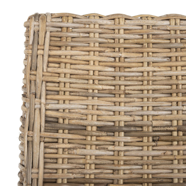 Safavieh SUNCOAST Arm Chair - Coastal Charm with Contoured Design, Durable Mango Wood & Rattan Weave, Set of 2 Natural Unfinished / Rustic Gr FOX6503B-SET2
