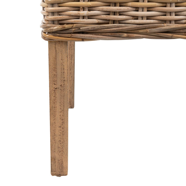 Safavieh SUNCOAST Arm Chair - Coastal Charm with Contoured Design, Durable Mango Wood & Rattan Weave, Set of 2 Natural Unfinished / Rustic Gr FOX6503B-SET2