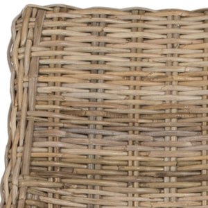 Safavieh SUNCOAST Arm Chair - Coastal Charm with Contoured Design, Durable Mango Wood & Rattan Weave, Set of 2 Natural Unfinished / Rustic Gr FOX6503B-SET2