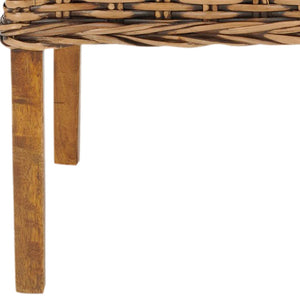 Safavieh SANIBEL Side Chairs – Tropical Elegance with Woven Rattan Detail for Coastal and Boho Décor Brown / Teak Brown FOX6504A-SET2