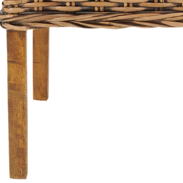 Safavieh SANIBEL Side Chairs – Tropical Elegance with Woven Rattan Detail for Coastal and Boho Décor Brown / Teak Brown FOX6504A-SET2