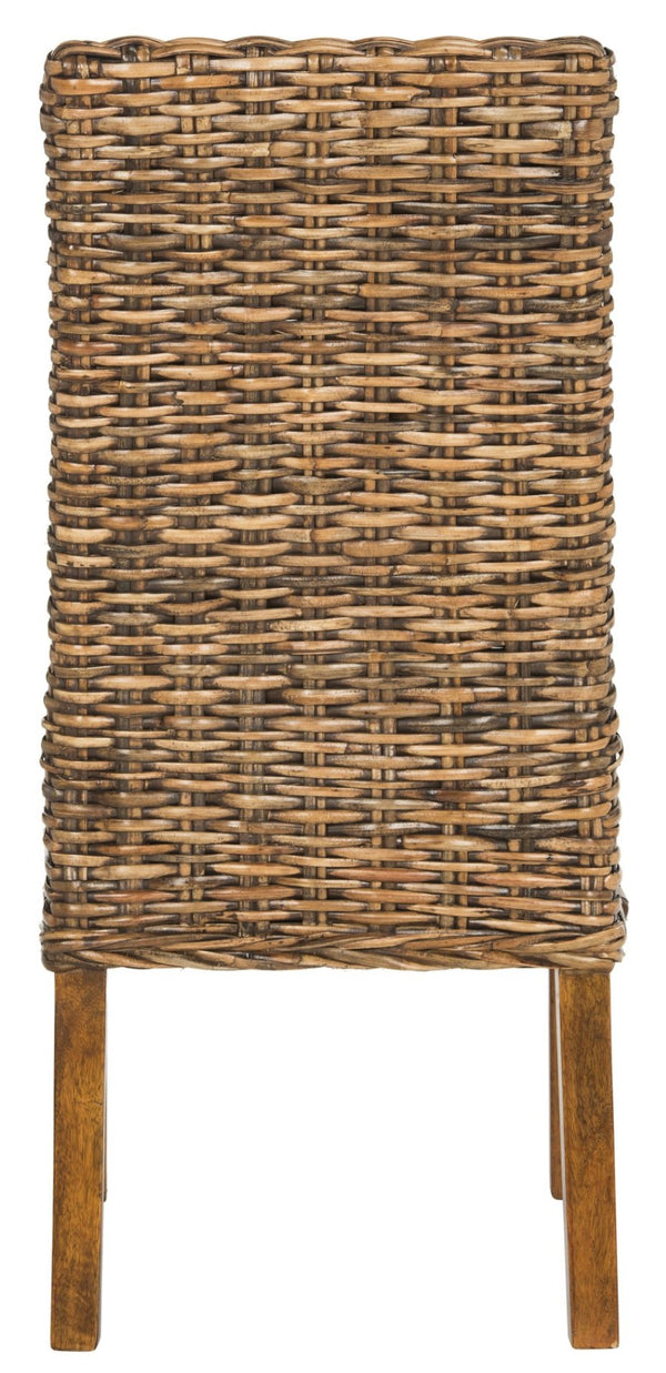Safavieh SANIBEL Side Chairs – Tropical Elegance with Woven Rattan Detail for Coastal and Boho Décor Brown / Teak Brown FOX6504A-SET2