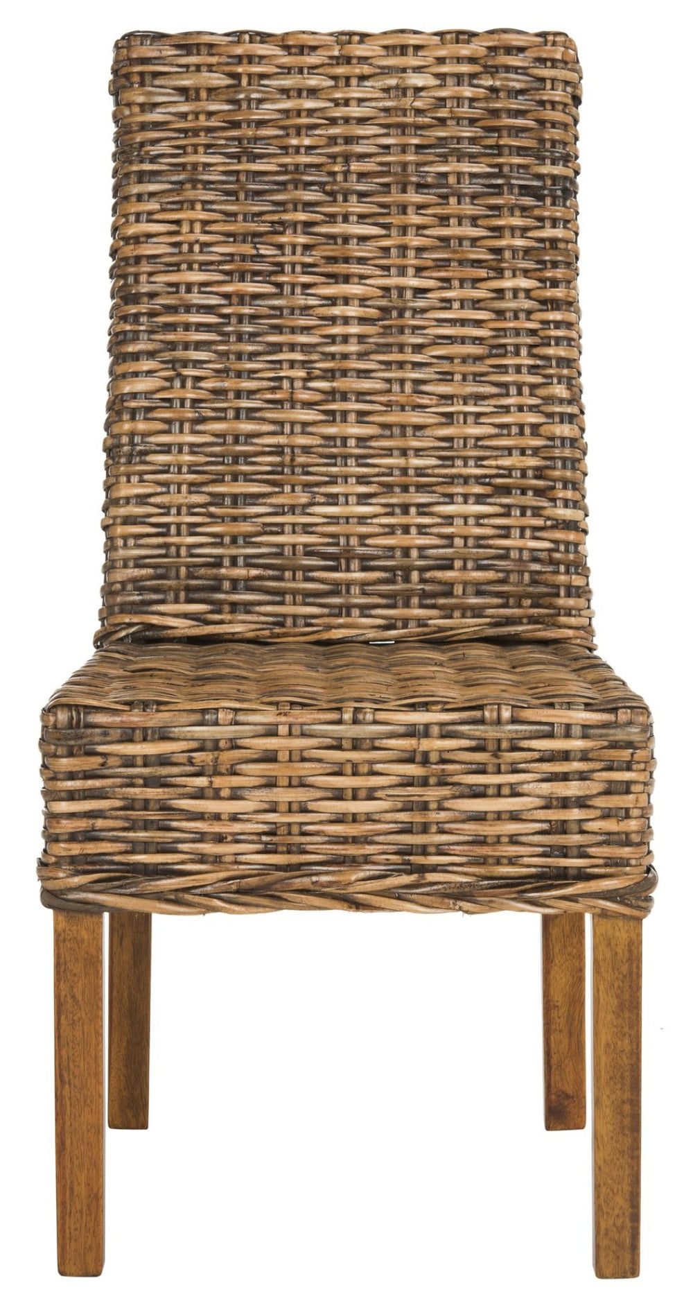 Safavieh SANIBEL Side Chairs – Tropical Elegance with Woven Rattan Detail for Coastal and Boho Décor Brown / Teak Brown FOX6504A-SET2