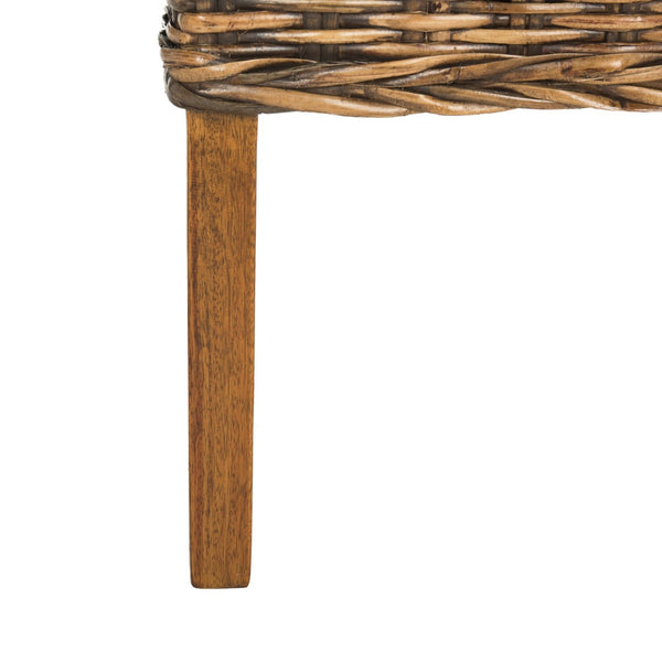 Safavieh SANIBEL Side Chairs – Tropical Elegance with Woven Rattan Detail for Coastal and Boho Décor Brown / Teak Brown FOX6504A-SET2