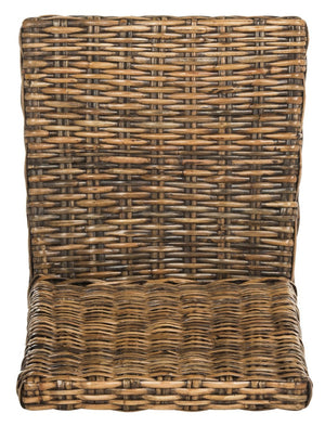 Safavieh SANIBEL Side Chairs – Tropical Elegance with Woven Rattan Detail for Coastal and Boho Décor Brown / Teak Brown FOX6504A-SET2
