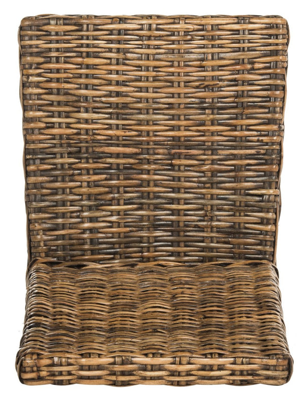Safavieh SANIBEL Side Chairs – Tropical Elegance with Woven Rattan Detail for Coastal and Boho Décor Brown / Teak Brown FOX6504A-SET2