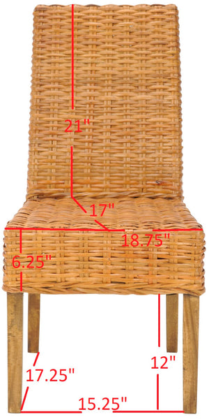 Safavieh SANIBEL Side Chairs – Tropical Elegance with Woven Rattan Detail for Coastal and Boho Décor Honey FOX6504B-SET2