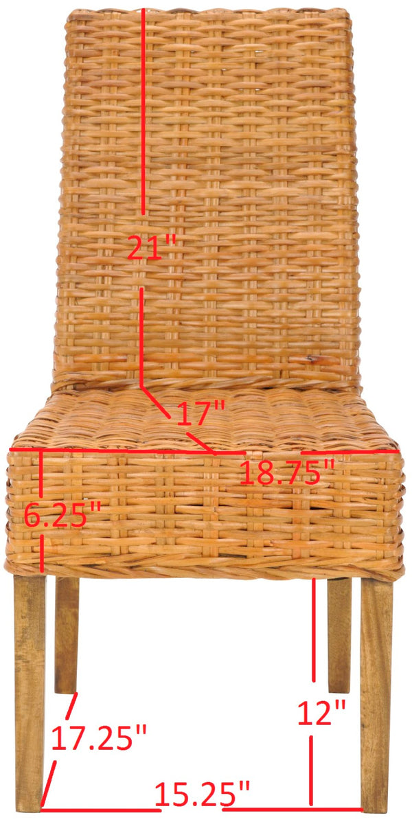 Safavieh SANIBEL Side Chairs – Tropical Elegance with Woven Rattan Detail for Coastal and Boho Décor Honey FOX6504B-SET2