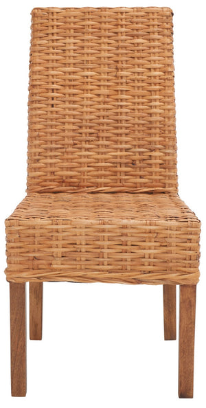 Safavieh SANIBEL Side Chairs – Tropical Elegance with Woven Rattan Detail for Coastal and Boho Décor Honey FOX6504B-SET2