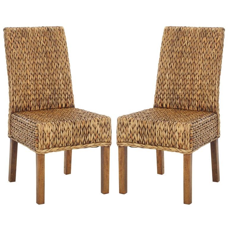 Safavieh Sanibel Woven Water Hyacinth Side Chair Handcrafted Coastal Boho Accent Seating FOX6504E-SET2
