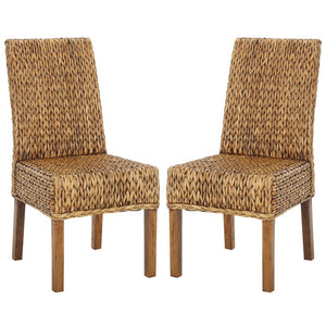 Safavieh Sanibel Woven Water Hyacinth Side Chair Handcrafted Coastal Boho Accent Seating FOX6504E-SET2