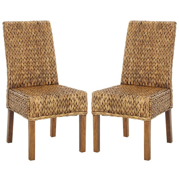 Safavieh Sanibel Woven Water Hyacinth Side Chair Handcrafted Coastal Boho Accent Seating FOX6504E-SET2
