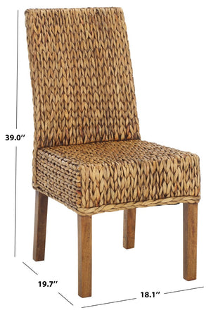 Safavieh Sanibel Woven Water Hyacinth Side Chair Handcrafted Coastal Boho Accent Seating FOX6504E-SET2