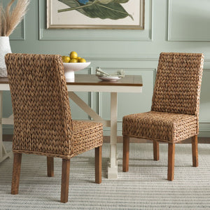 Safavieh Sanibel Woven Water Hyacinth Side Chair Handcrafted Coastal Boho Accent Seating FOX6504E-SET2
