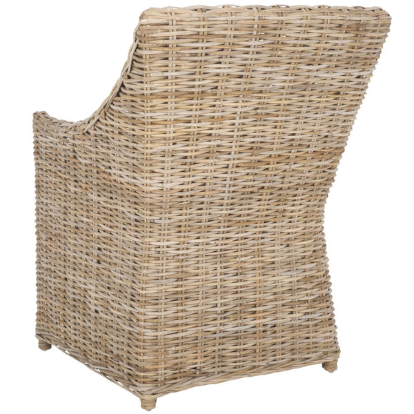 Safavieh Ventura Rattan Arm Chair - Coastal Elegance With Handwoven Design, Plush Cushion & Braided Detailing Natural FOX6505A