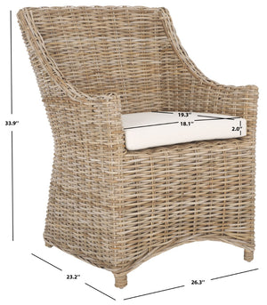 Safavieh Ventura Rattan Arm Chair - Coastal Elegance With Handwoven Design, Plush Cushion & Braided Detailing Natural FOX6505A