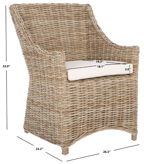 Safavieh Ventura Rattan Arm Chair - Coastal Elegance With Handwoven Design, Plush Cushion & Braided Detailing Natural FOX6505A