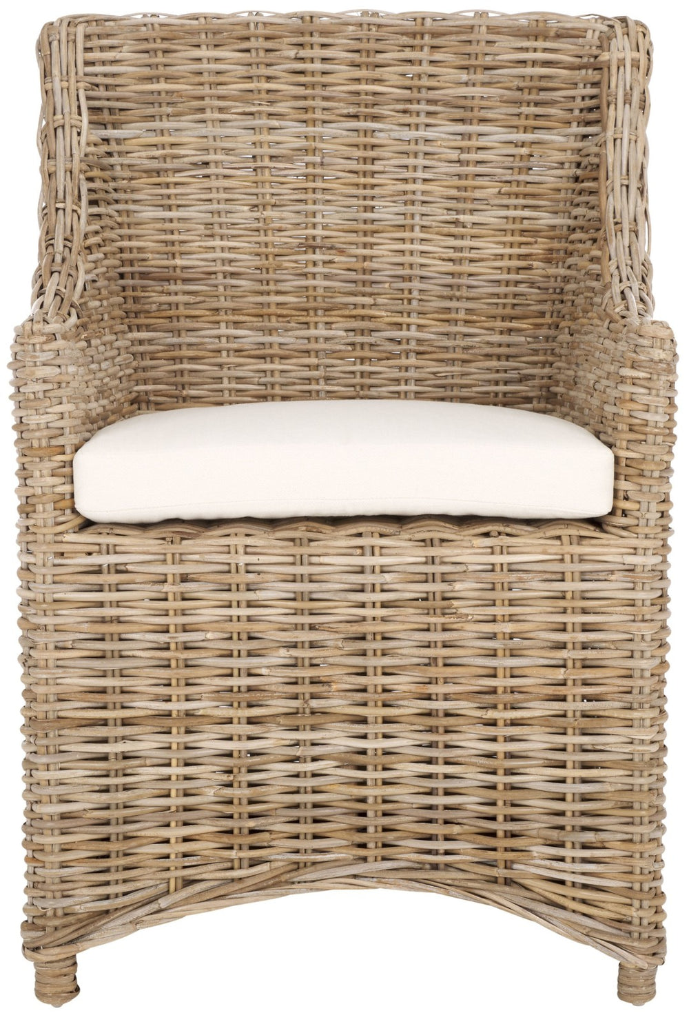 Safavieh Ventura Rattan Arm Chair - Coastal Elegance With Handwoven Design, Plush Cushion & Braided Detailing Natural FOX6505A