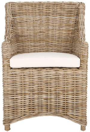 Safavieh Ventura Rattan Arm Chair - Coastal Elegance With Handwoven Design, Plush Cushion & Braided Detailing Natural FOX6505A