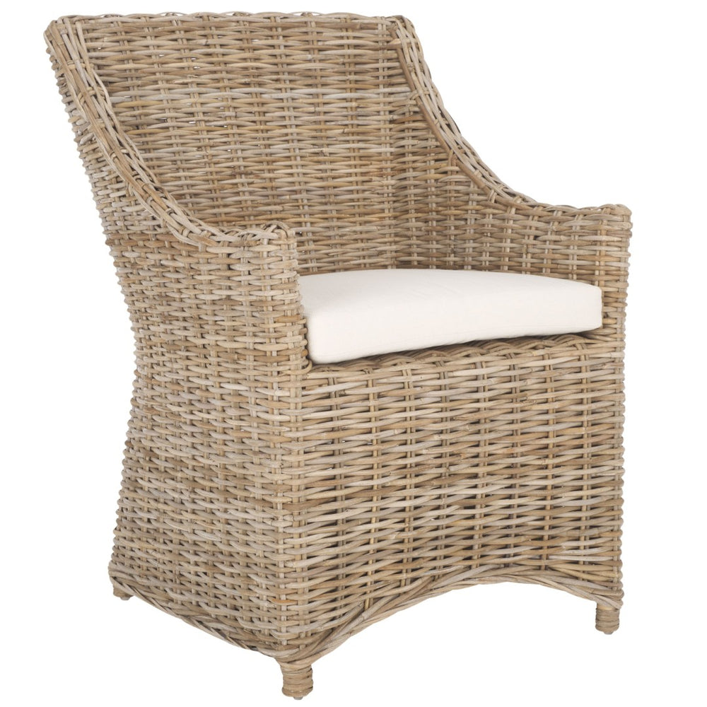 Safavieh Ventura Rattan Arm Chair - Coastal Elegance With Handwoven Design, Plush Cushion & Braided Detailing Natural FOX6505A