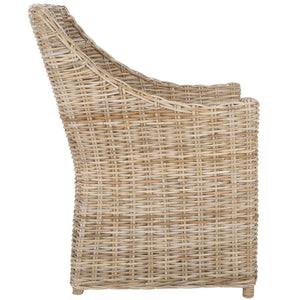 Safavieh Ventura Rattan Arm Chair - Coastal Elegance With Handwoven Design, Plush Cushion & Braided Detailing Natural FOX6505A