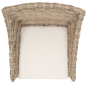 Safavieh Ventura Rattan Arm Chair - Coastal Elegance With Handwoven Design, Plush Cushion & Braided Detailing Natural FOX6505A
