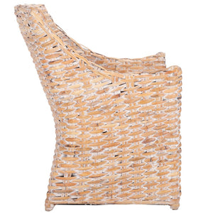 Safavieh Ventura Rattan Arm Chair - Coastal Elegance With Handwoven Design, Plush Cushion & Braided Detailing White FOX6505B