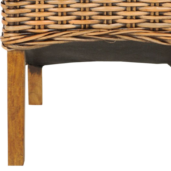 Safavieh ISLA Side Chairs - Teak Brown Mango Wood with Woven Rattan Detail for Modern Dining Spaces FOX6506A-SET2