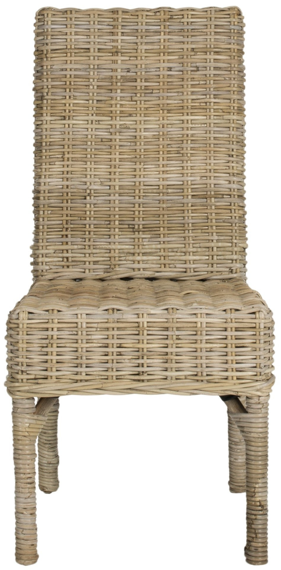 Safavieh BEACON Woven Rattan Side Chair - Natural Mango Wood for Coastal Charm in Dining & Living Spaces FOX6519A-SET2