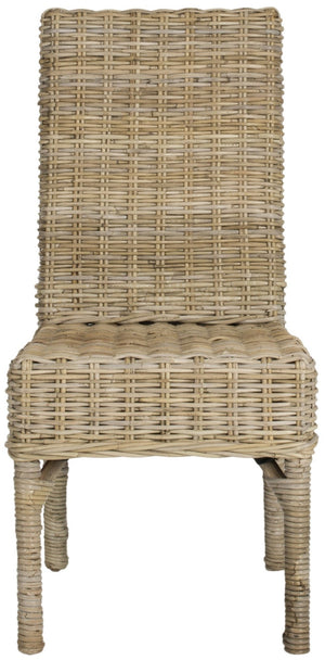 Safavieh BEACON Woven Rattan Side Chair - Natural Mango Wood for Coastal Charm in Dining & Living Spaces FOX6519A-SET2