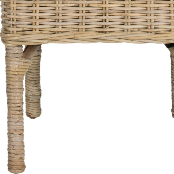 Safavieh BEACON Woven Rattan Side Chair - Natural Mango Wood for Coastal Charm in Dining & Living Spaces FOX6519A-SET2