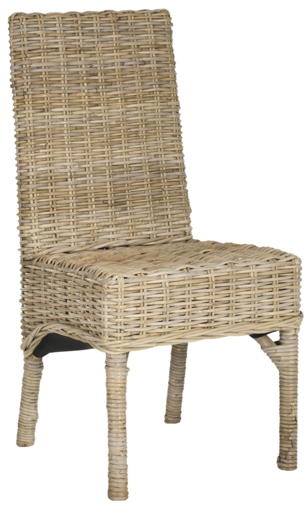 Safavieh BEACON Woven Rattan Side Chair - Natural Mango Wood for Coastal Charm in Dining & Living Spaces FOX6519A-SET2