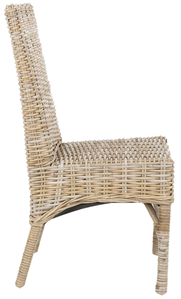 Safavieh BEACON Woven Rattan Side Chair - Natural Mango Wood for Coastal Charm in Dining & Living Spaces FOX6519A-SET2