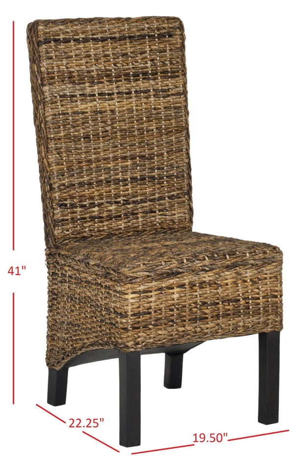 Safavieh PEMBROKE Side Chair Set - Elegant Coastal-Chic Mango Wood Design for Timeless Dining Spaces Banana Natural / Dark Brown FOX6520A-SET2