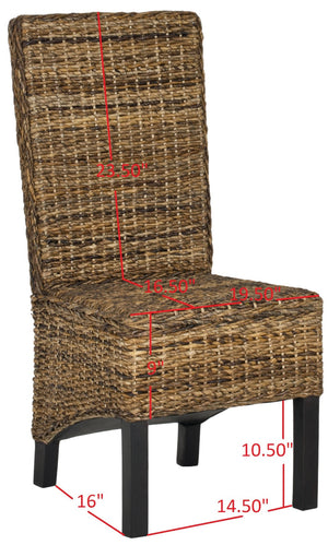 Safavieh PEMBROKE Side Chair Set - Elegant Coastal-Chic Mango Wood Design for Timeless Dining Spaces Banana Natural / Dark Brown FOX6520A-SET2