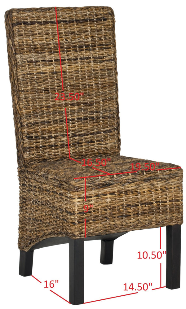 Safavieh PEMBROKE Side Chair Set - Elegant Coastal-Chic Mango Wood Design for Timeless Dining Spaces Banana Natural / Dark Brown FOX6520A-SET2