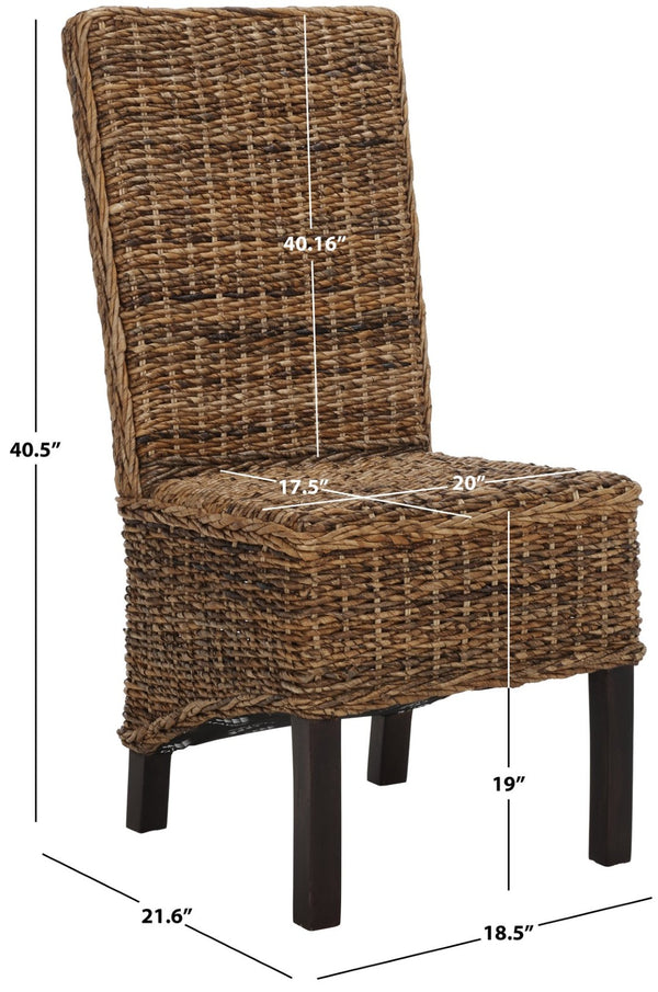 Safavieh PEMBROKE Side Chair Set - Elegant Coastal-Chic Mango Wood Design for Timeless Dining Spaces Banana Natural / Dark Brown FOX6520A-SET2