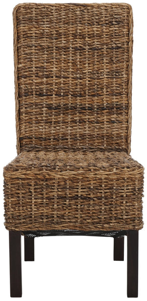 Safavieh PEMBROKE Side Chair Set - Elegant Coastal-Chic Mango Wood Design for Timeless Dining Spaces Banana Natural / Dark Brown FOX6520A-SET2